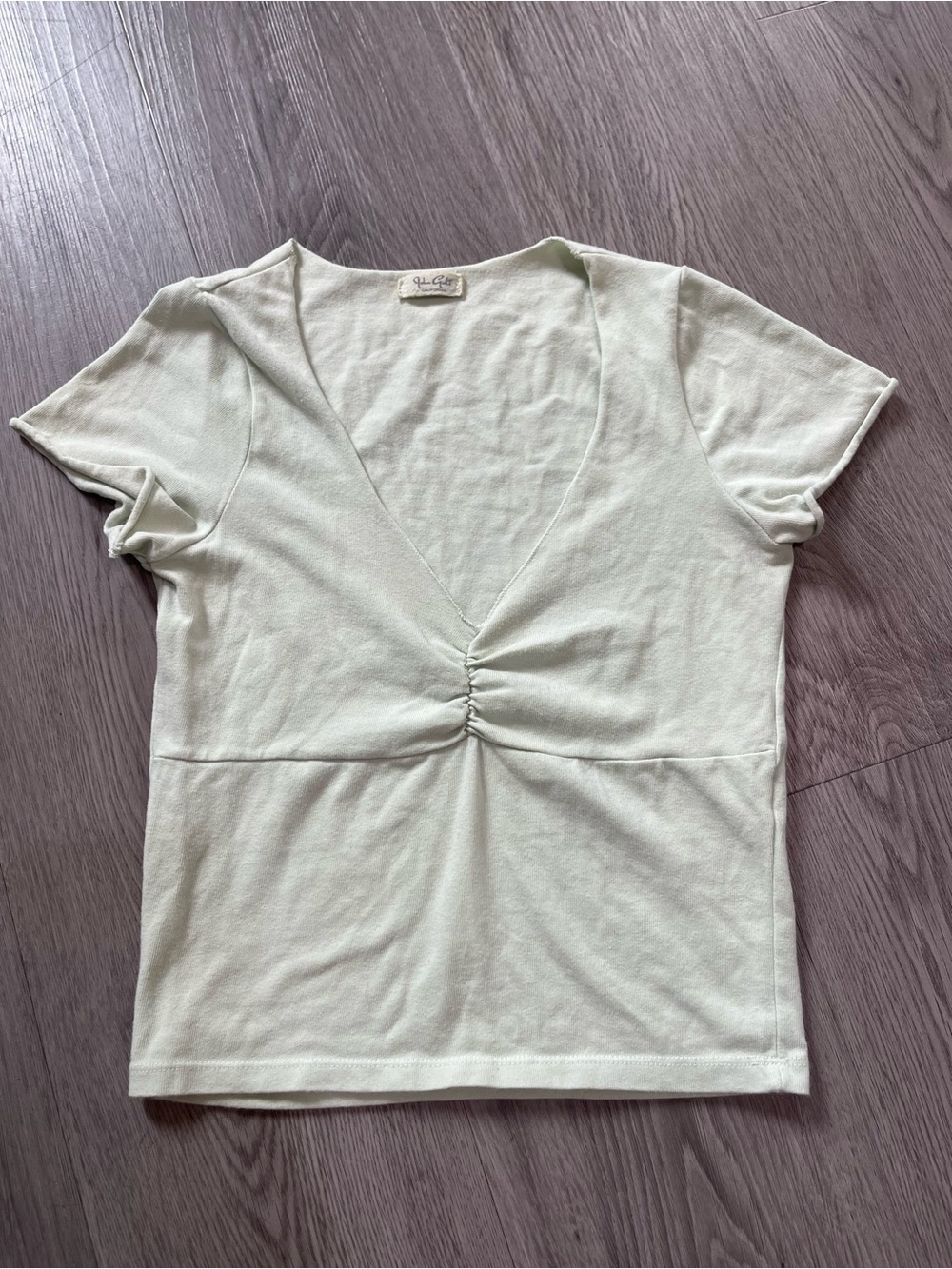 John Galt brandy Melville Soft V-Neck Gathered Front Top - Pale Green